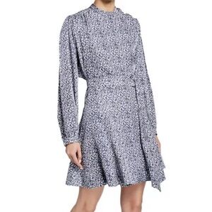 Derek Lam 10 Crosby Blue/White Floral Print Mini Dress w/ Belt SZ 6 EUC